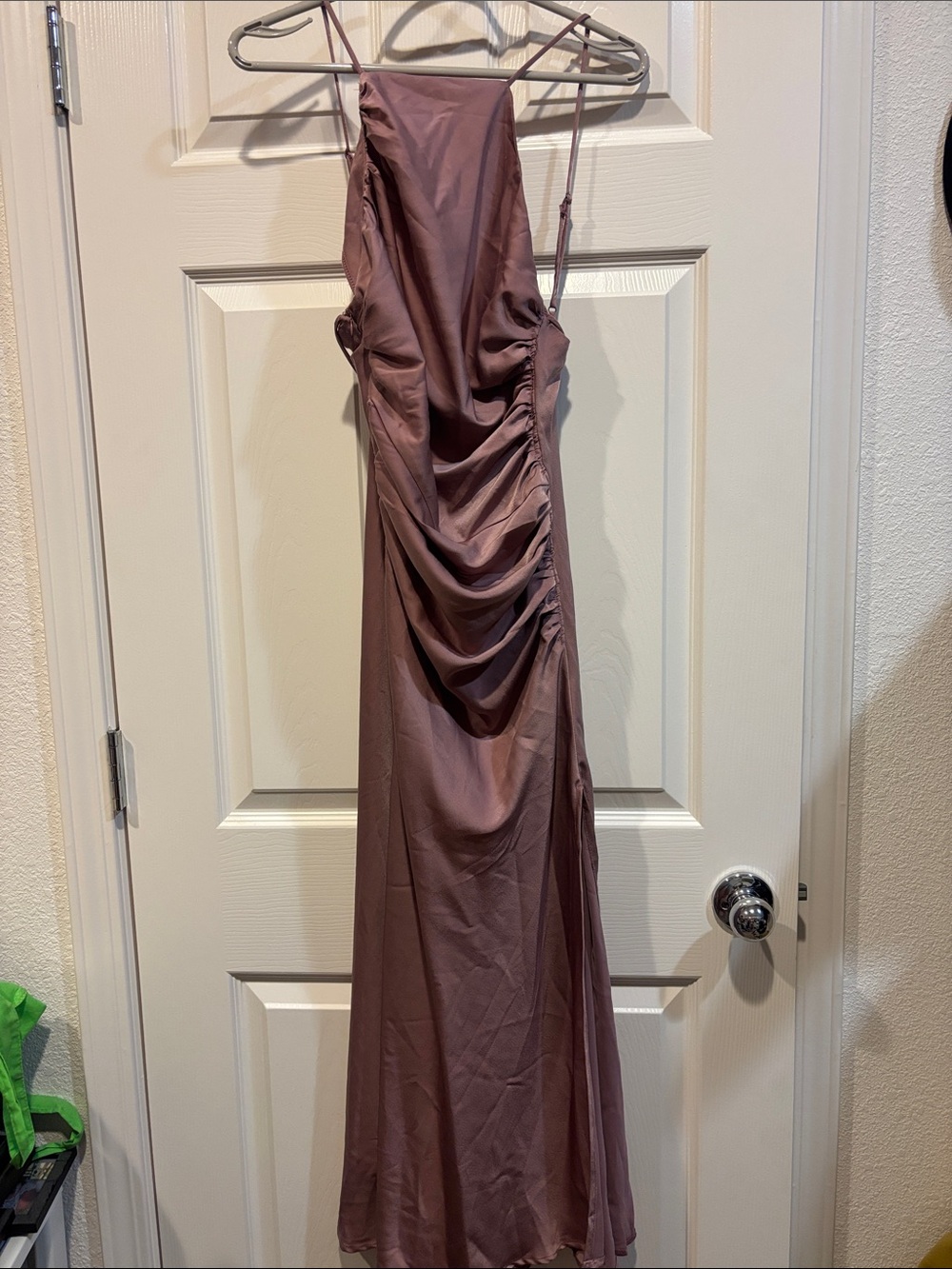 Astr Backless Ruched Slip Dress in Mauve